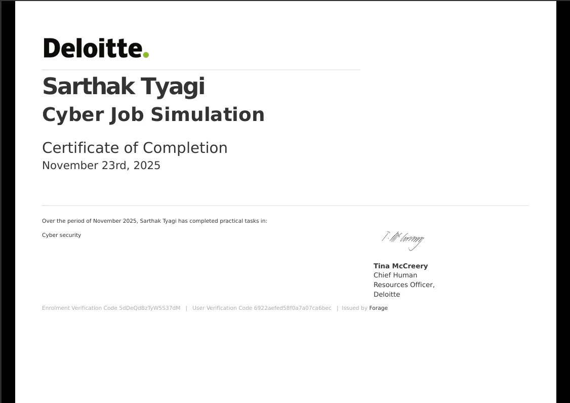 Deloitte Cybersecurity certificate