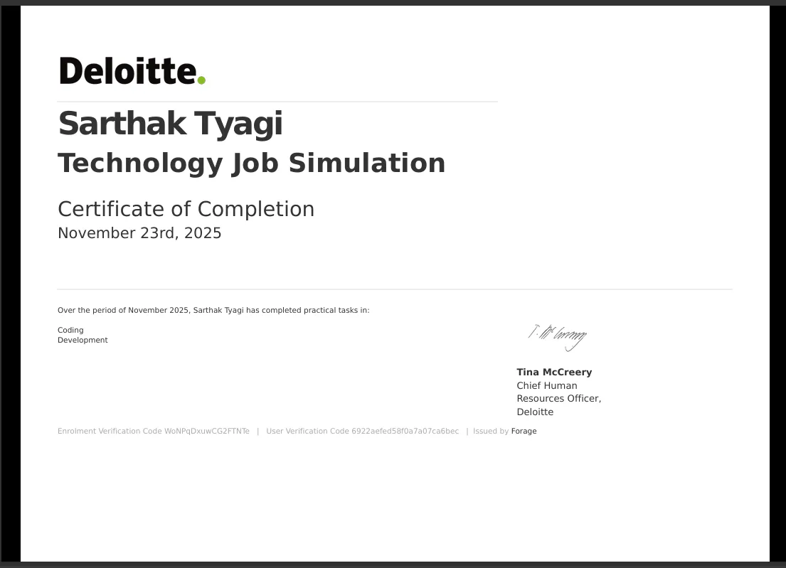 Deloitte Technology certificate